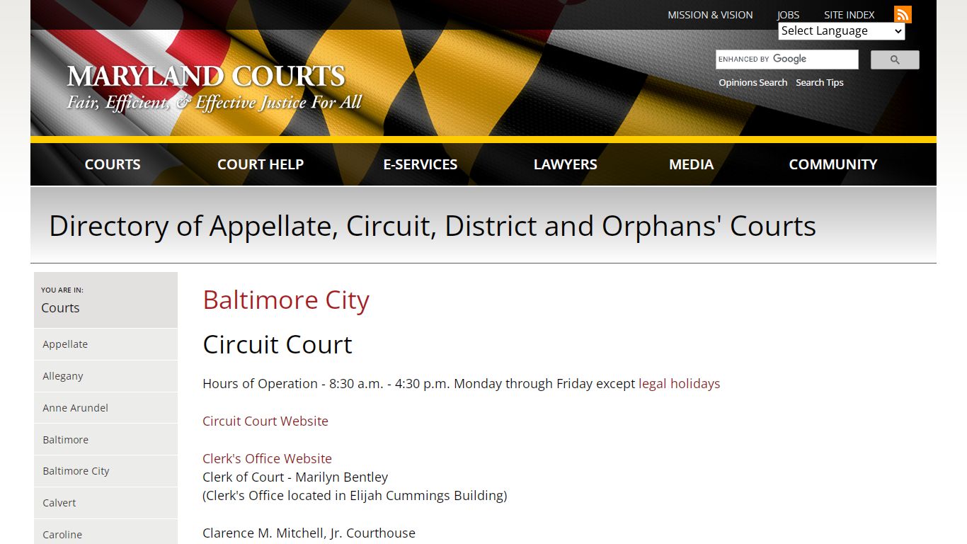 Baltimore City | Maryland Courts