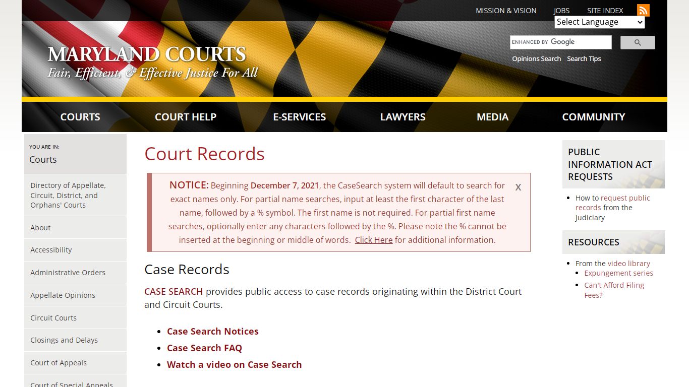 Court Records | Maryland Courts